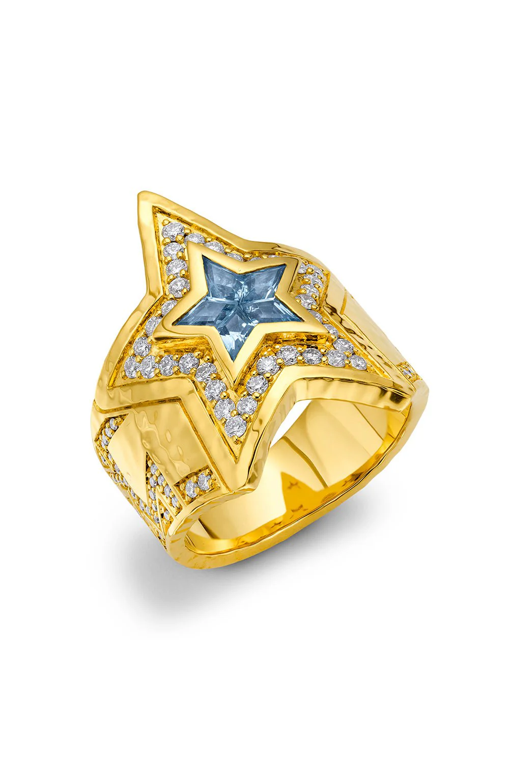 Aquamarine Diamond Star Wrap Ring - Image 2