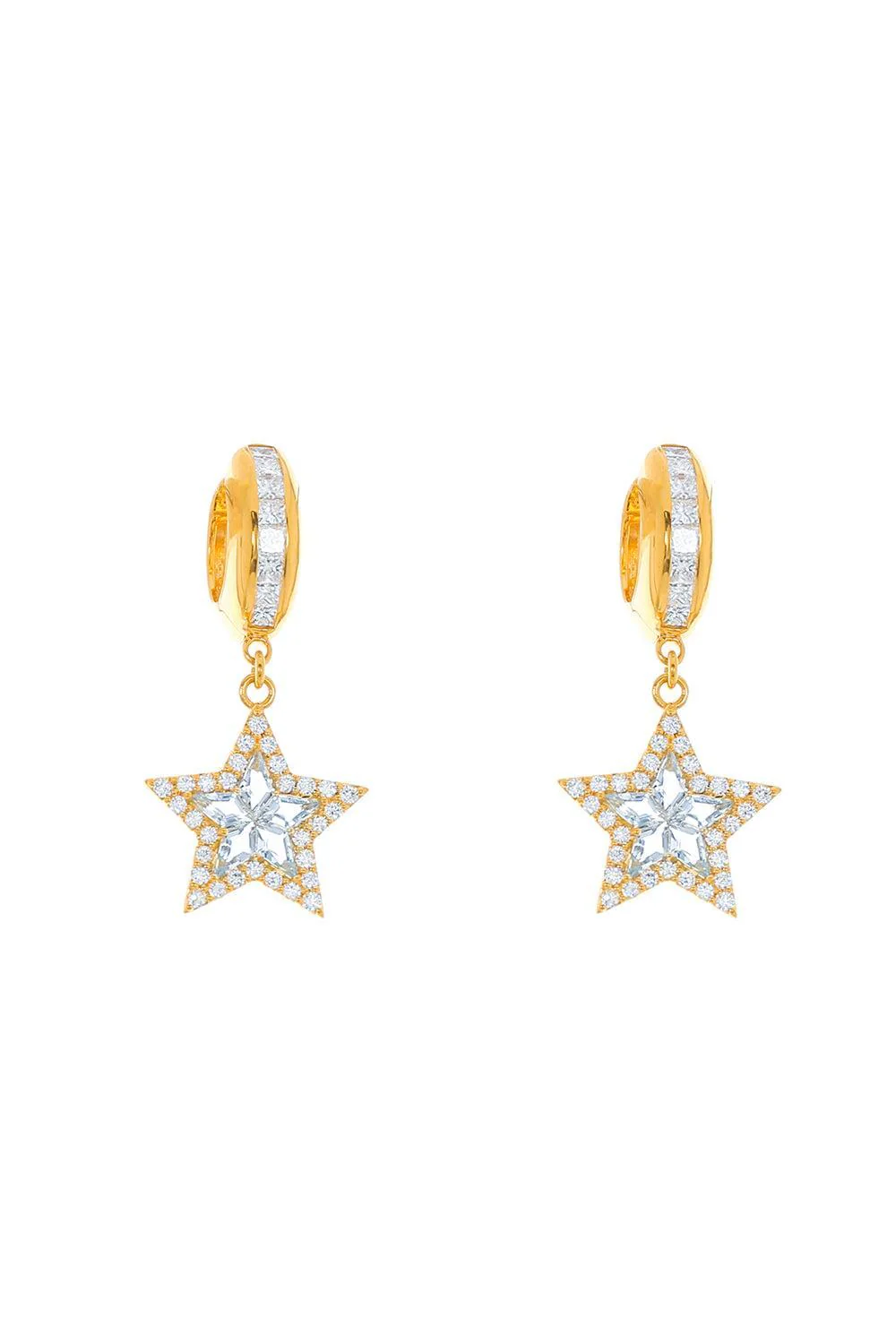 Aquamarine Kite Drop Huggie Earrings