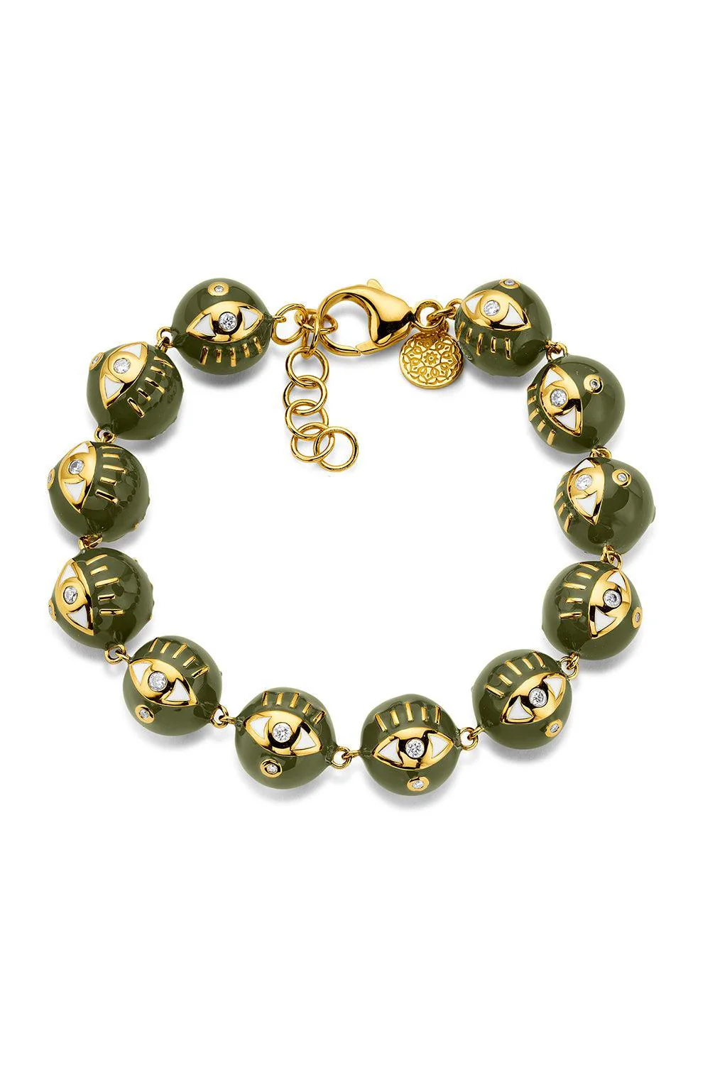 Army Green Evil Eye Bracelet - 12mm