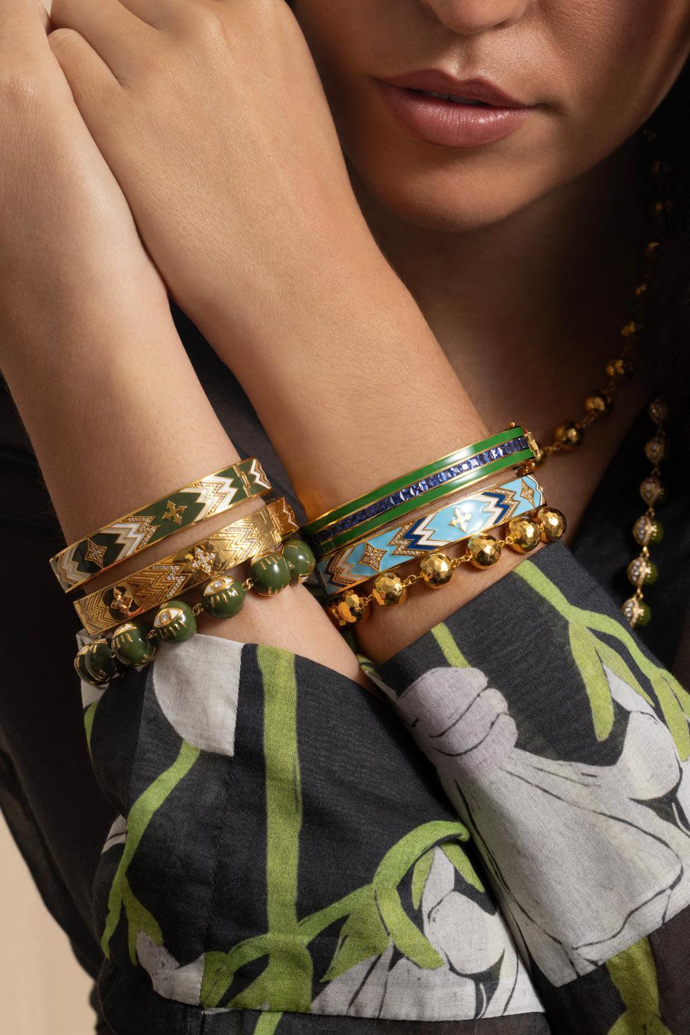 Army Green Evil Eye Bracelet - 12mm - Image 4