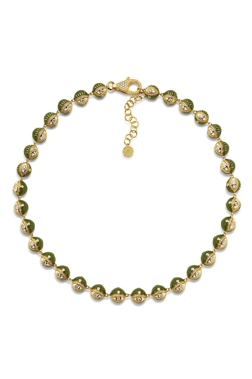 Army Green Evil Eye Necklace - 20in - 10mm