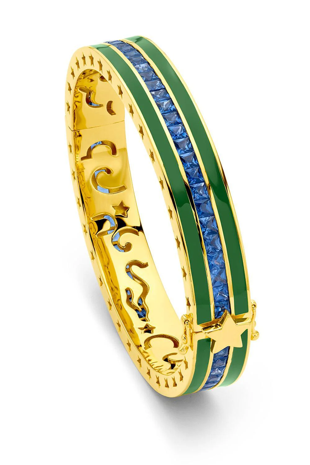 Blue Sapphire Kelly Green Bangle Bracelet