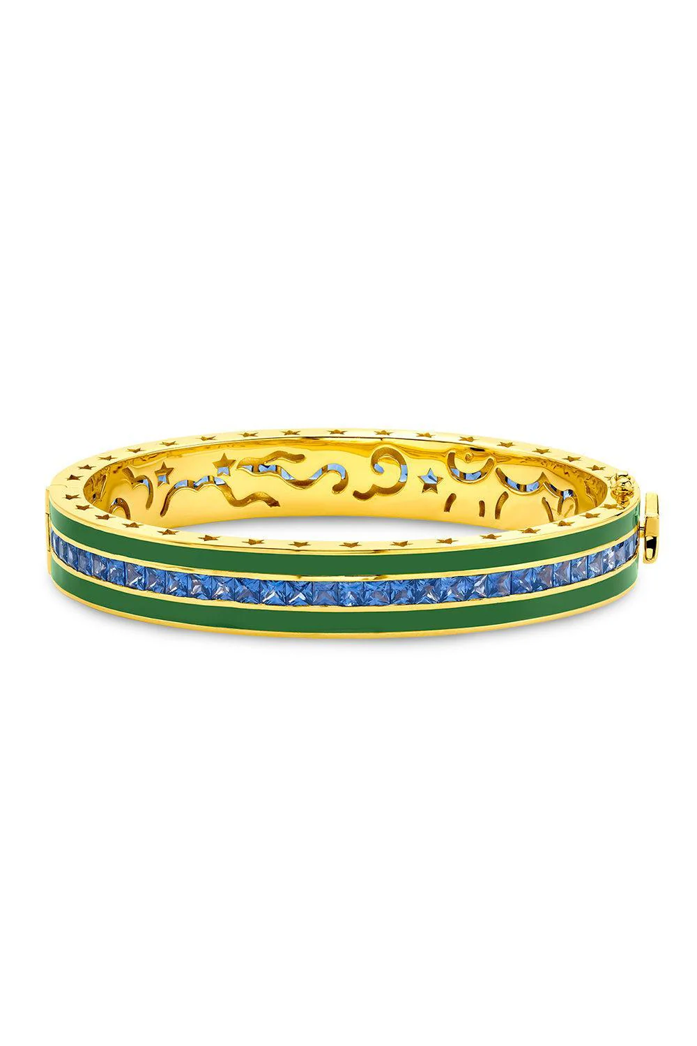 Blue Sapphire Kelly Green Bangle Bracelet - Image 6