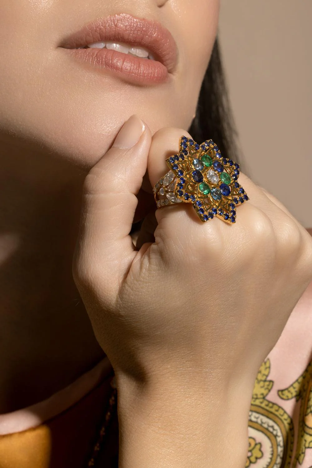 Blue Sapphire Mandala Stare Ring - Image 4