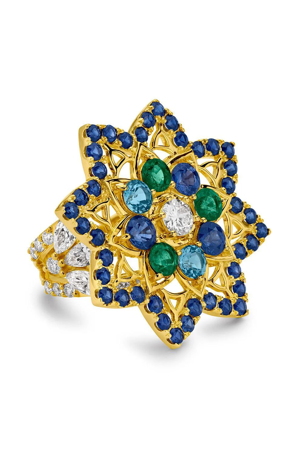 Blue Sapphire Mandala Stare Ring - Image 5