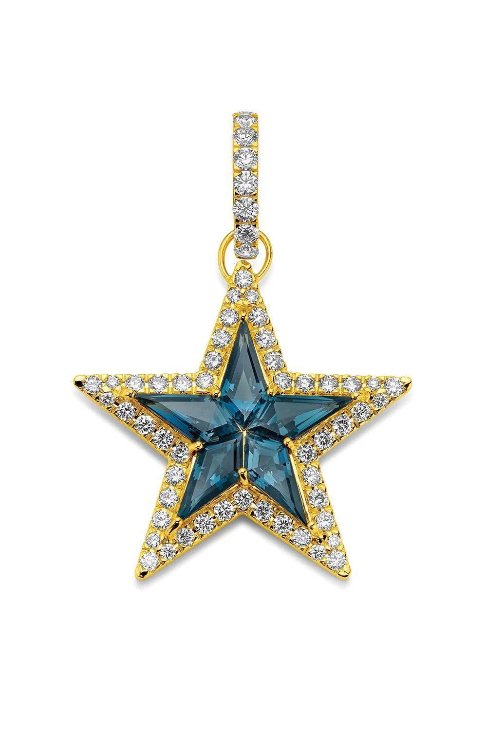 Blue Topaz Diamond Kite Star Pendant