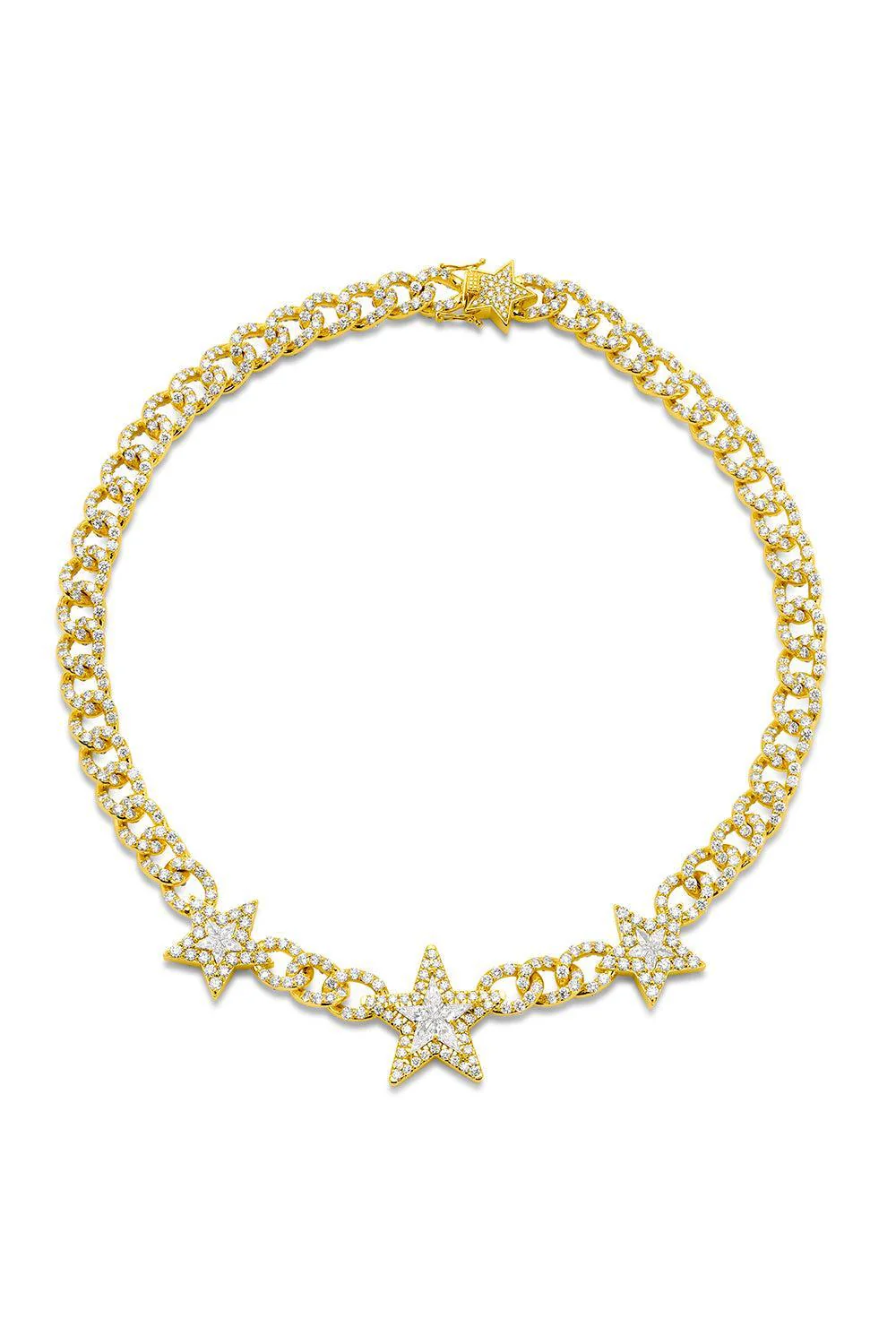 Diamond Double Side Star Link Necklace