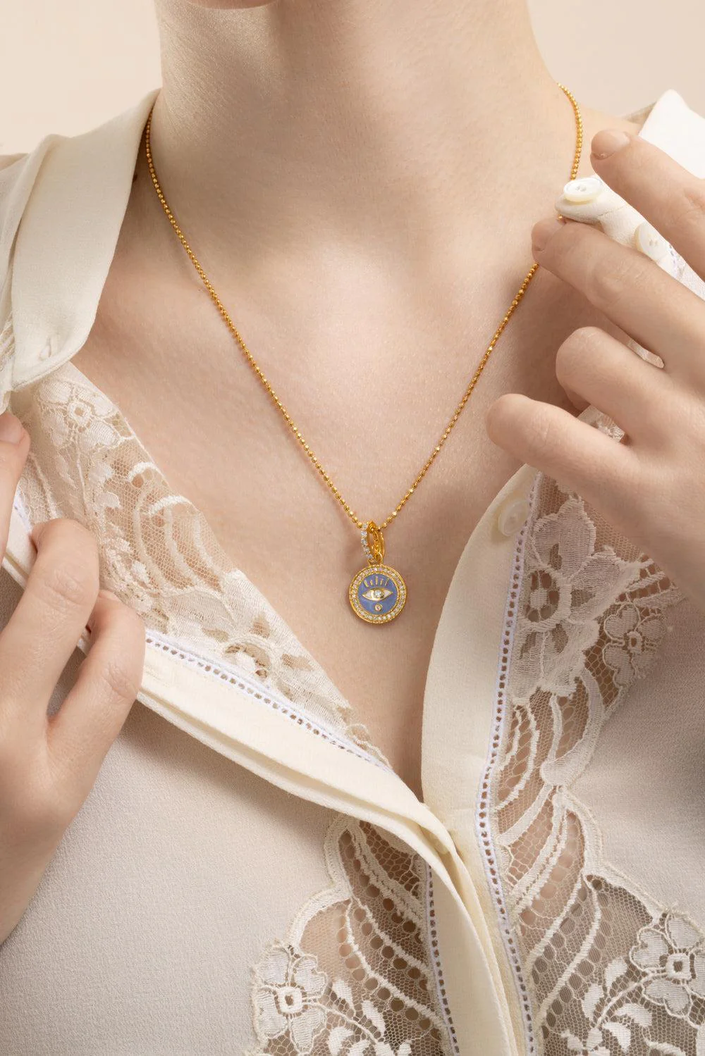 Diamond Periwinkle Evil Eye Pendant - Image 4