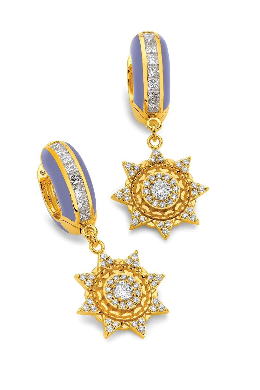 Diamond Periwinkle Sun Drop Earrings