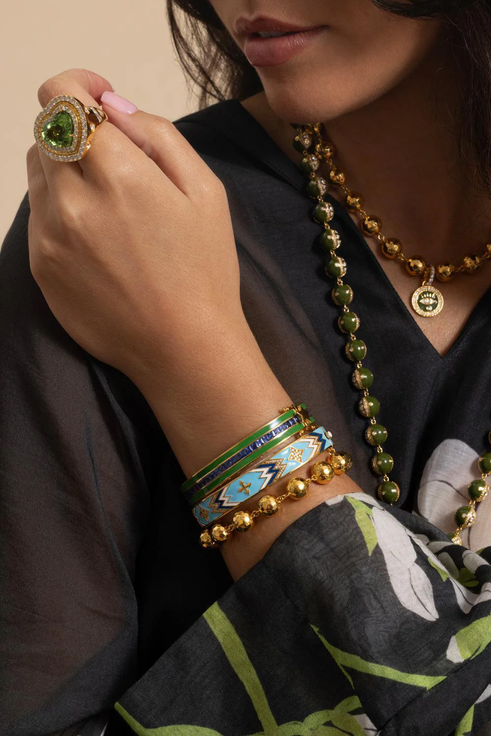Diamond Sky Blue Cross Bangle Bracelet - Image 4