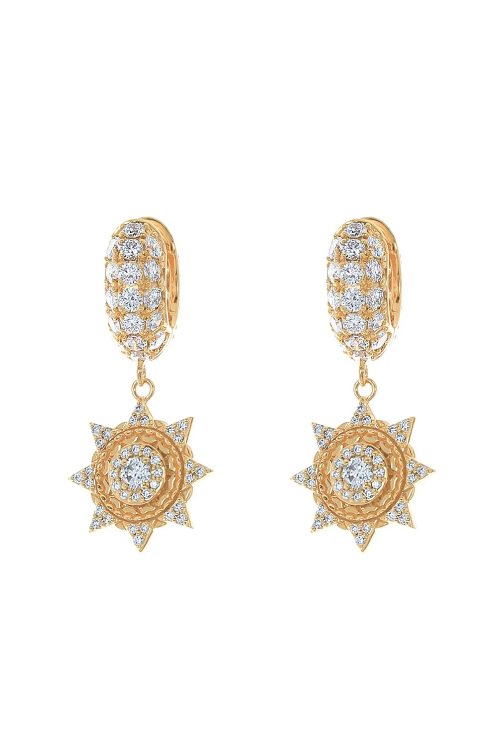 Diamond Sun Drop Huggie Earrings