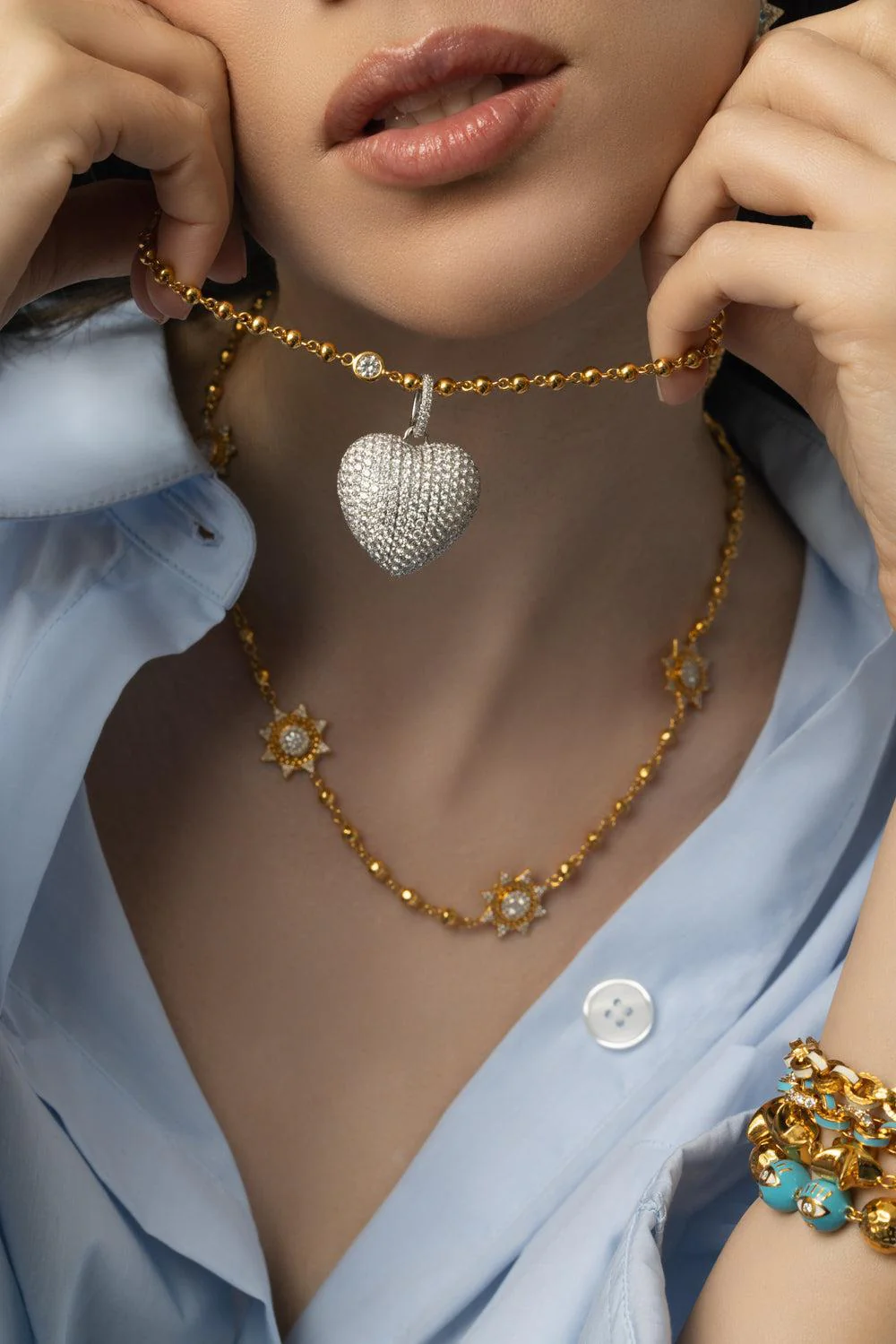 Double Sided Puffy Heart Pendant - Image 4