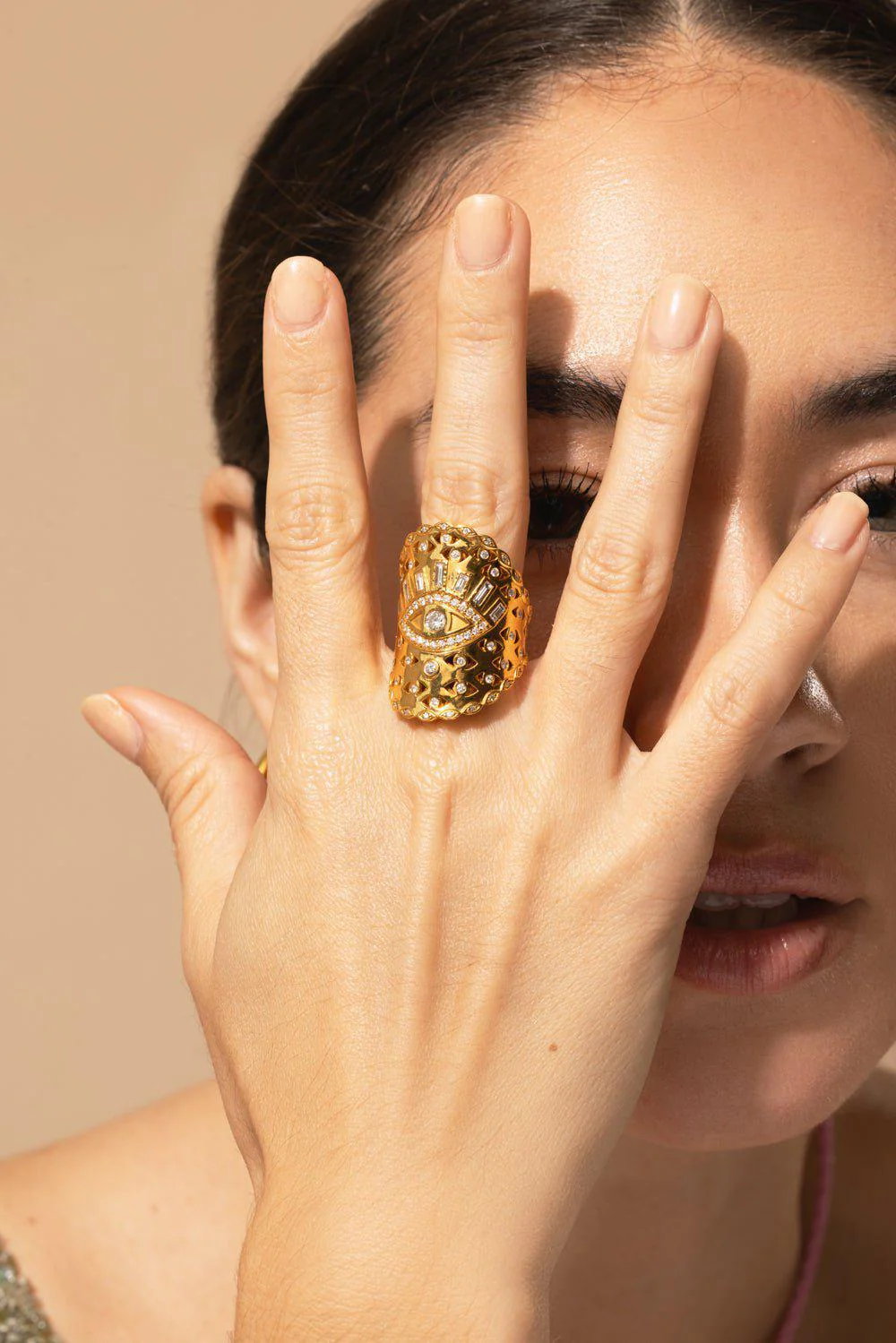 Evil Eye Diamond Wrap Ring - Image 2