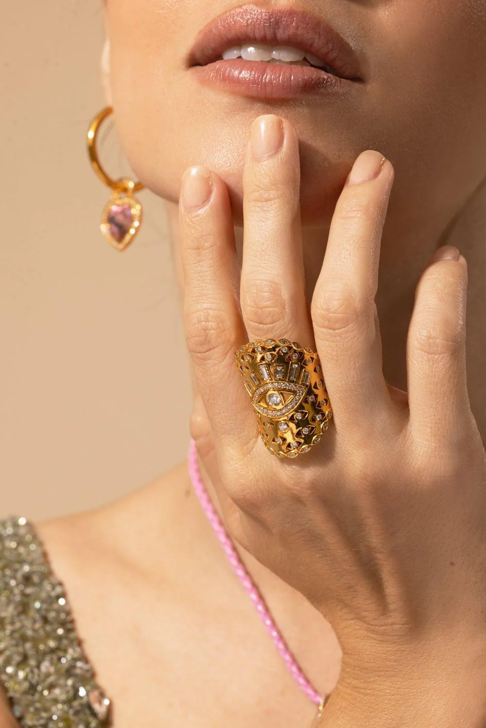 Evil Eye Diamond Wrap Ring - Image 3