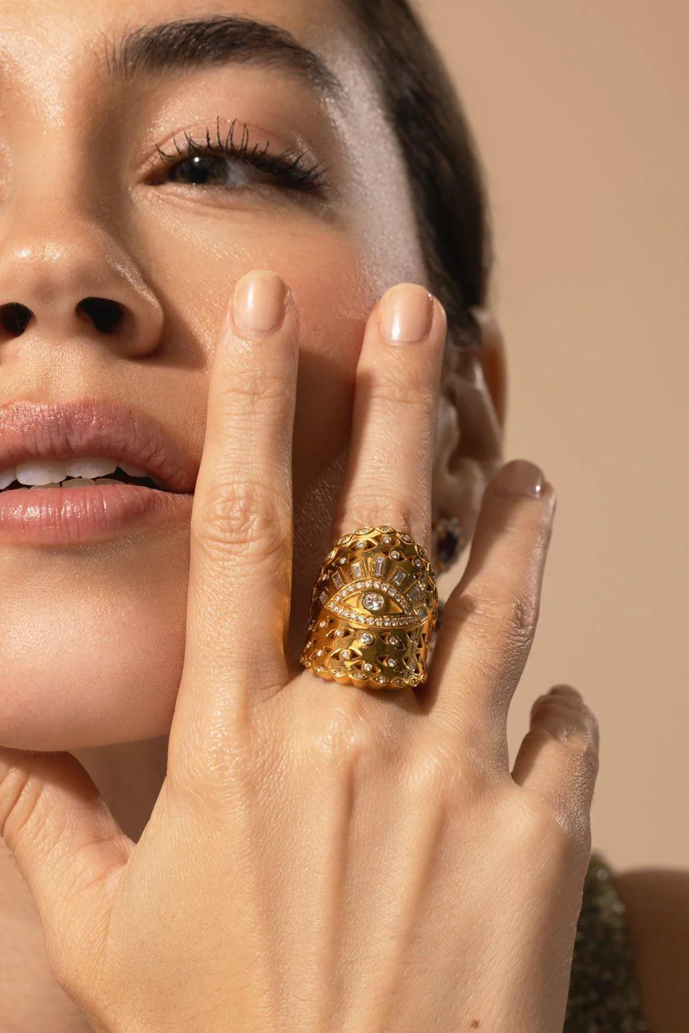 Evil Eye Diamond Wrap Ring - Image 4