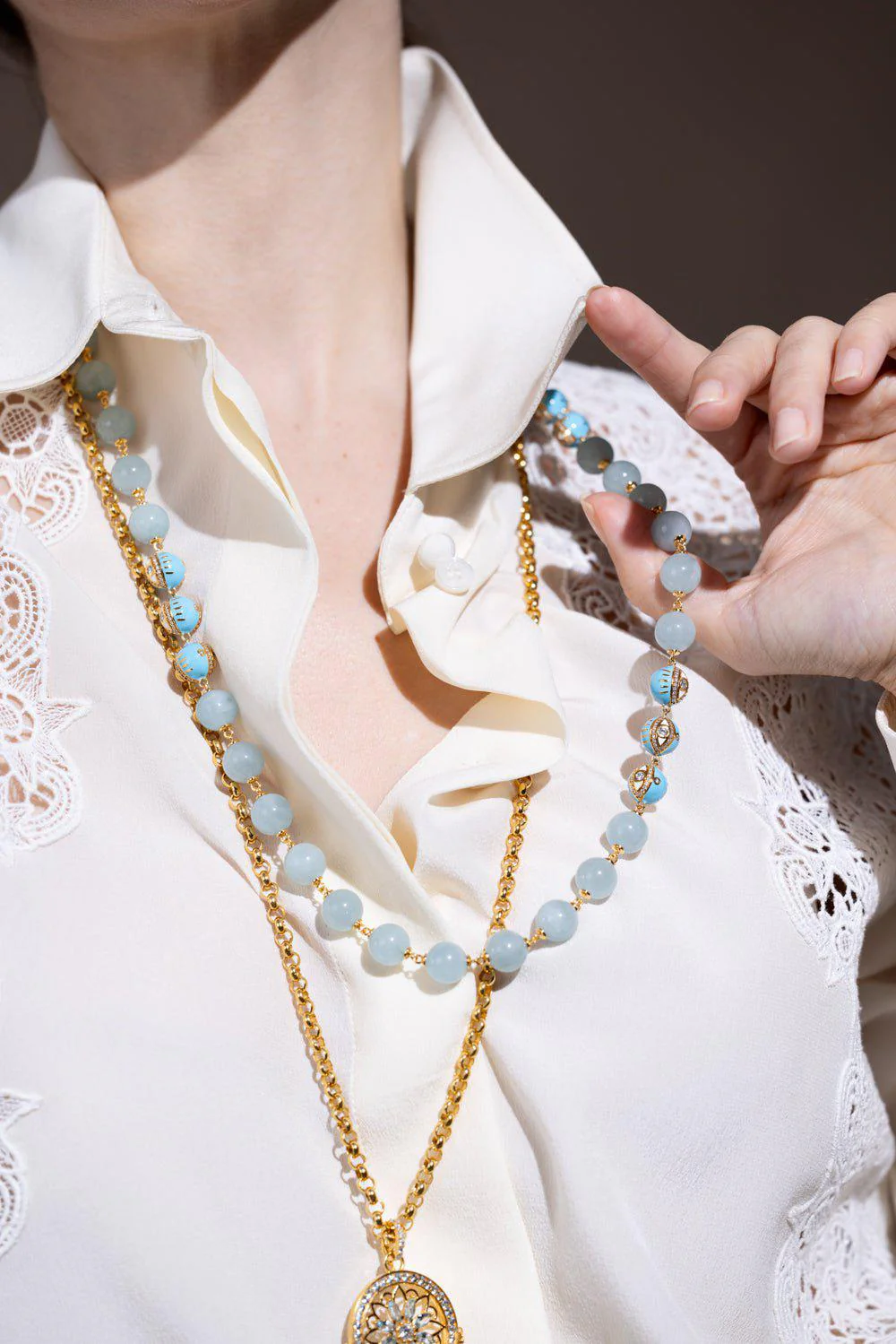 Evil Eye Puffy Heart Beaded Necklace - Image 2