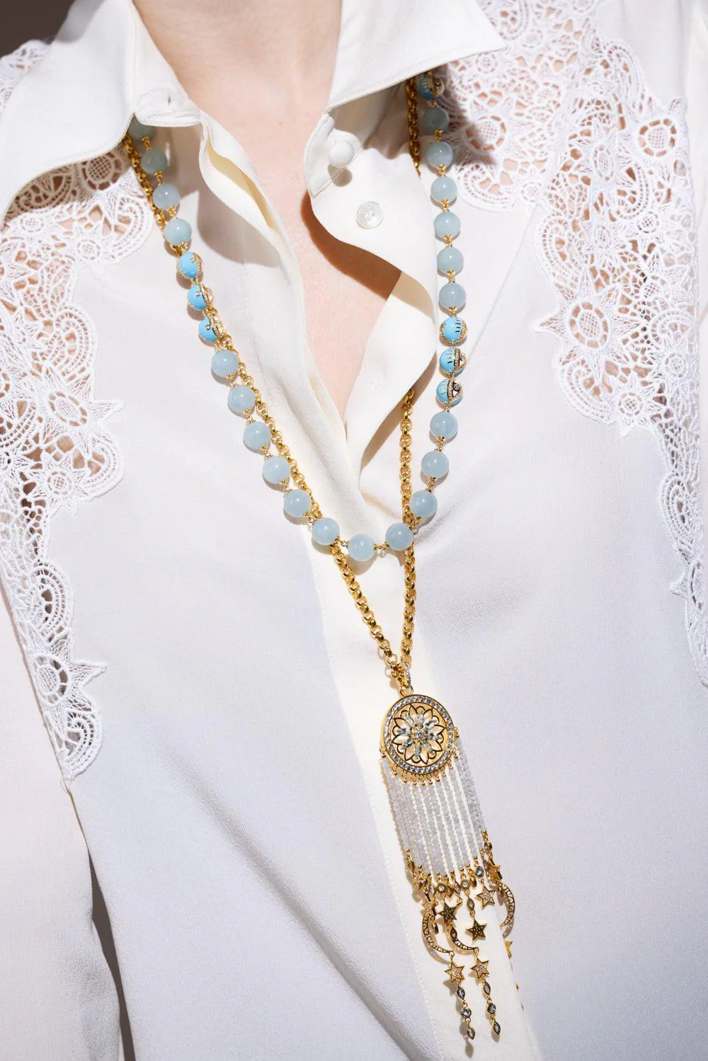 Evil Eye Puffy Heart Beaded Necklace - Image 3