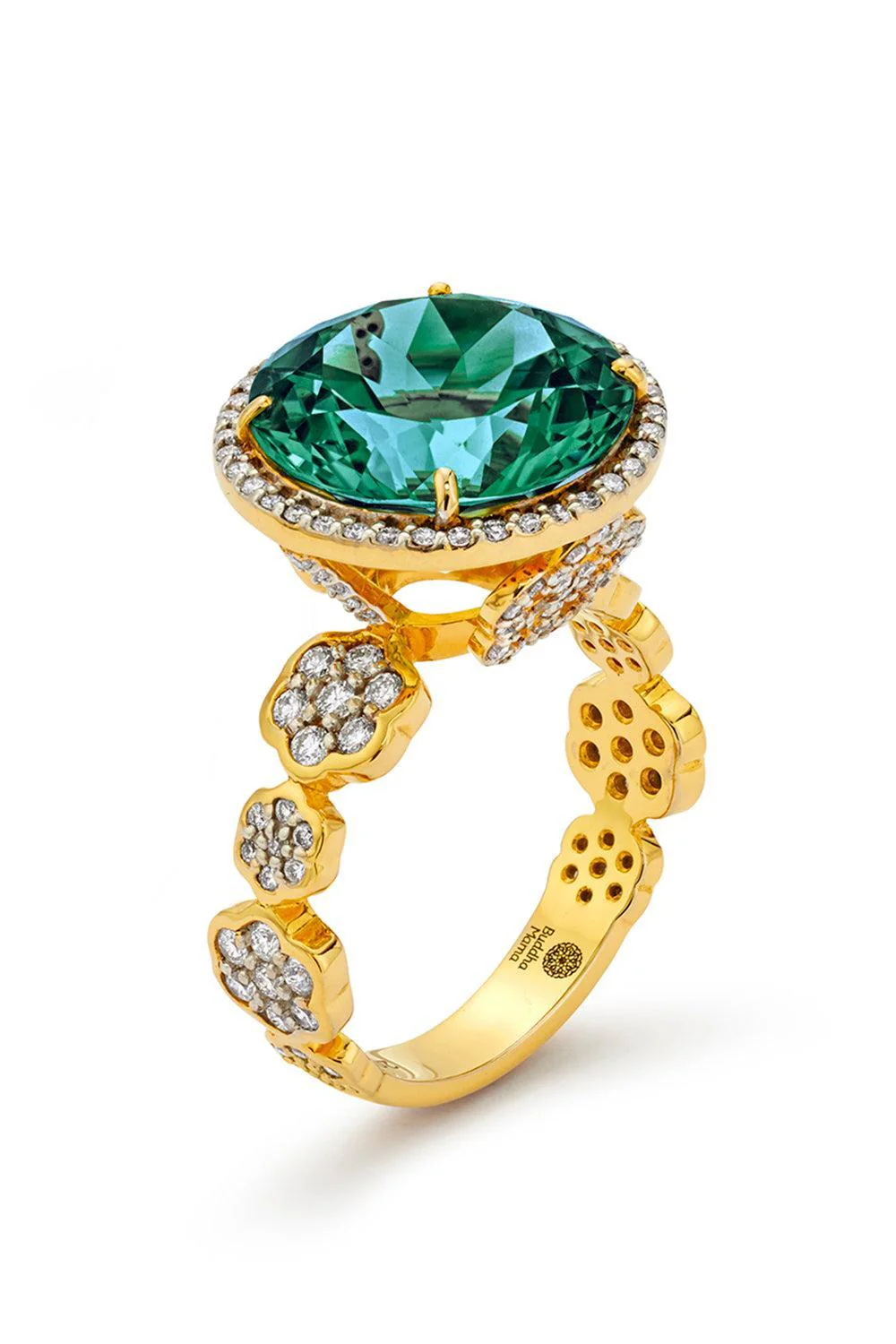 Green Tourmaline Round Cocktail Ring