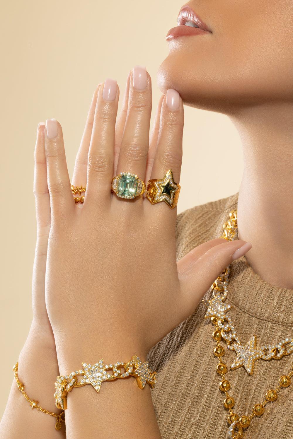 Green Tourmaline Star Wrap Ring - Image 3