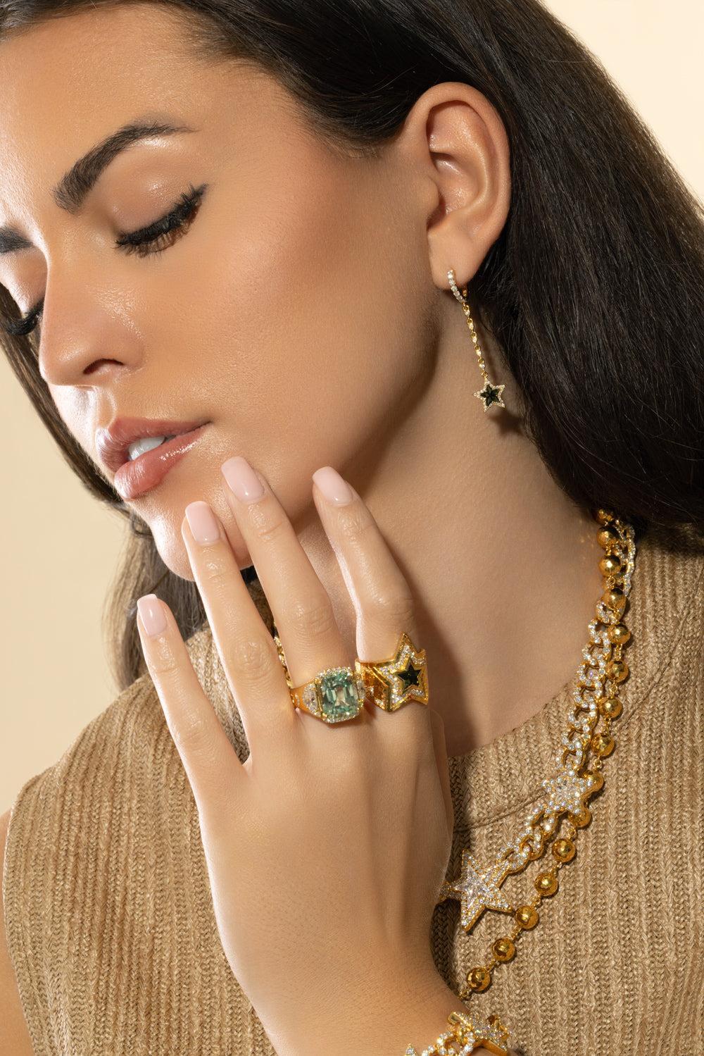 Green Tourmaline Star Wrap Ring - Image 4