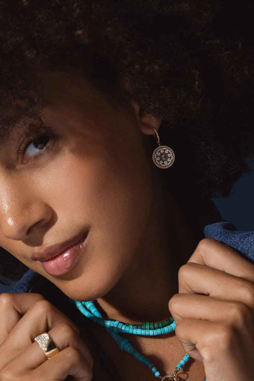 Mandala Coin Huggie Earrings - Image 4