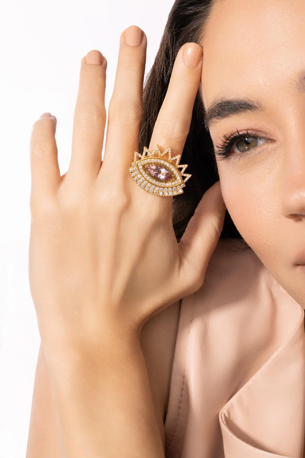 Morganite Evil Eye Ring - Image 2