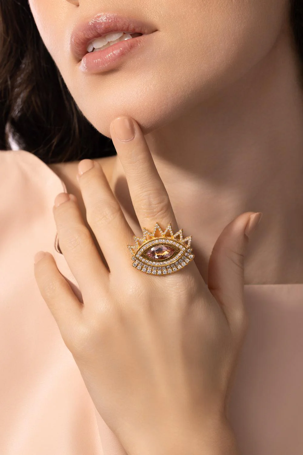 Morganite Evil Eye Ring - Image 4