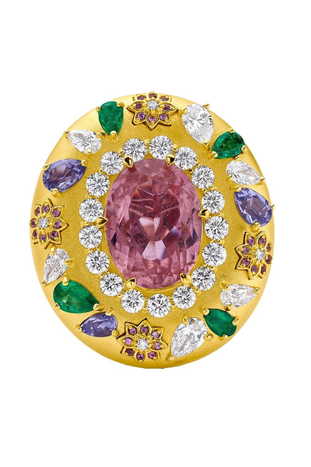 Oval Kunzite Flower Ring