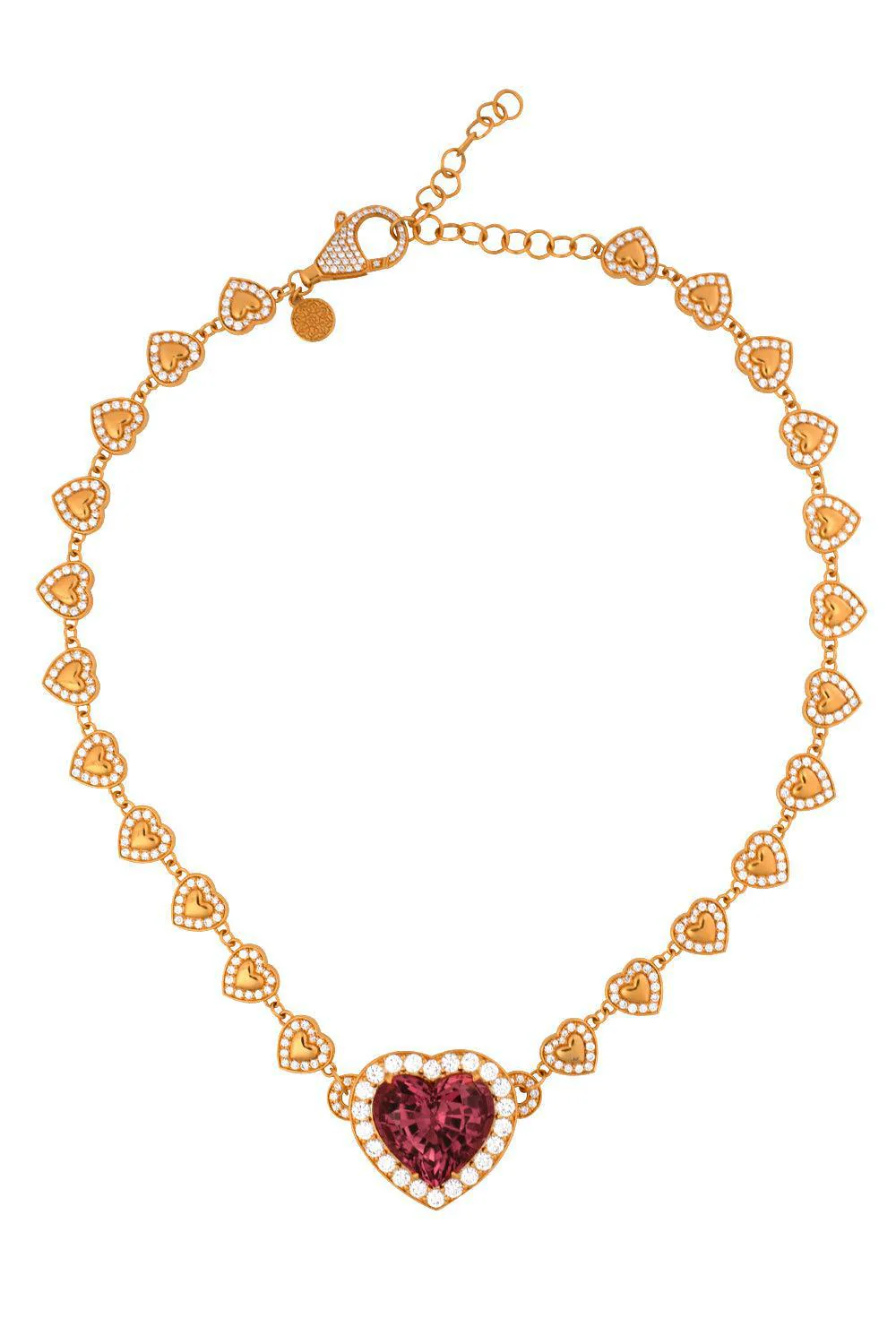 Peach Tourmaline Heart Necklace