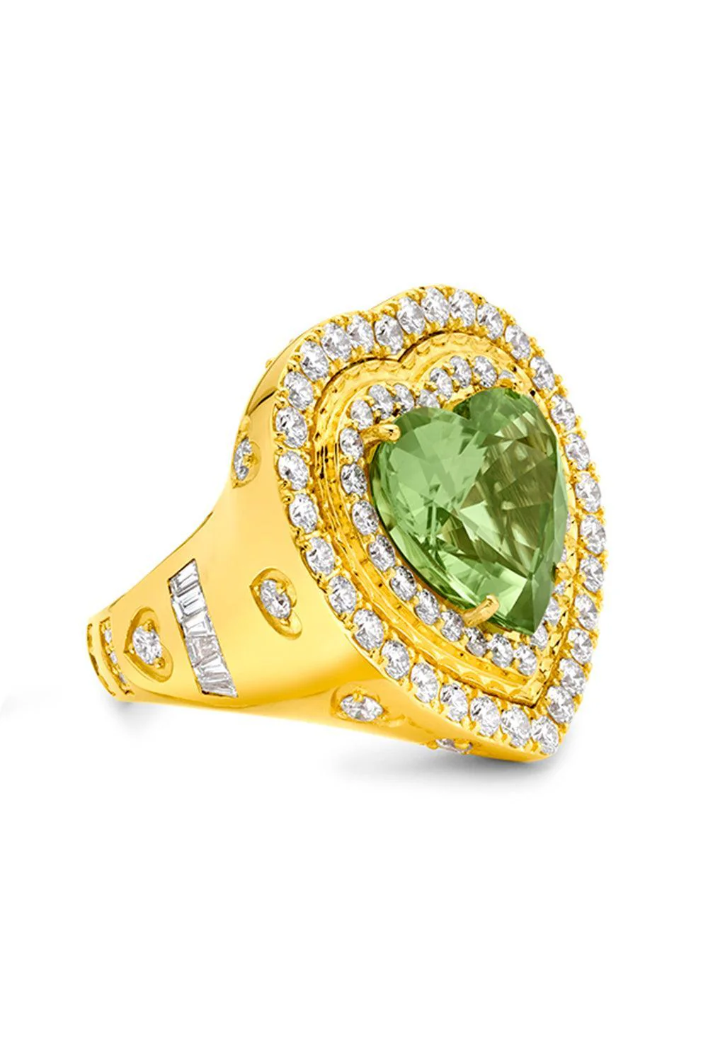 Peridot Diamond Heart Signet Ring - Image 6