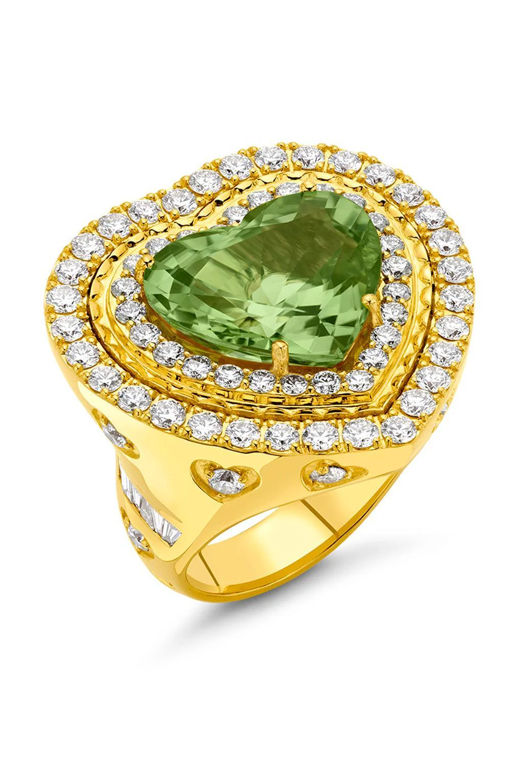 Peridot Diamond Heart Signet Ring - Image 7