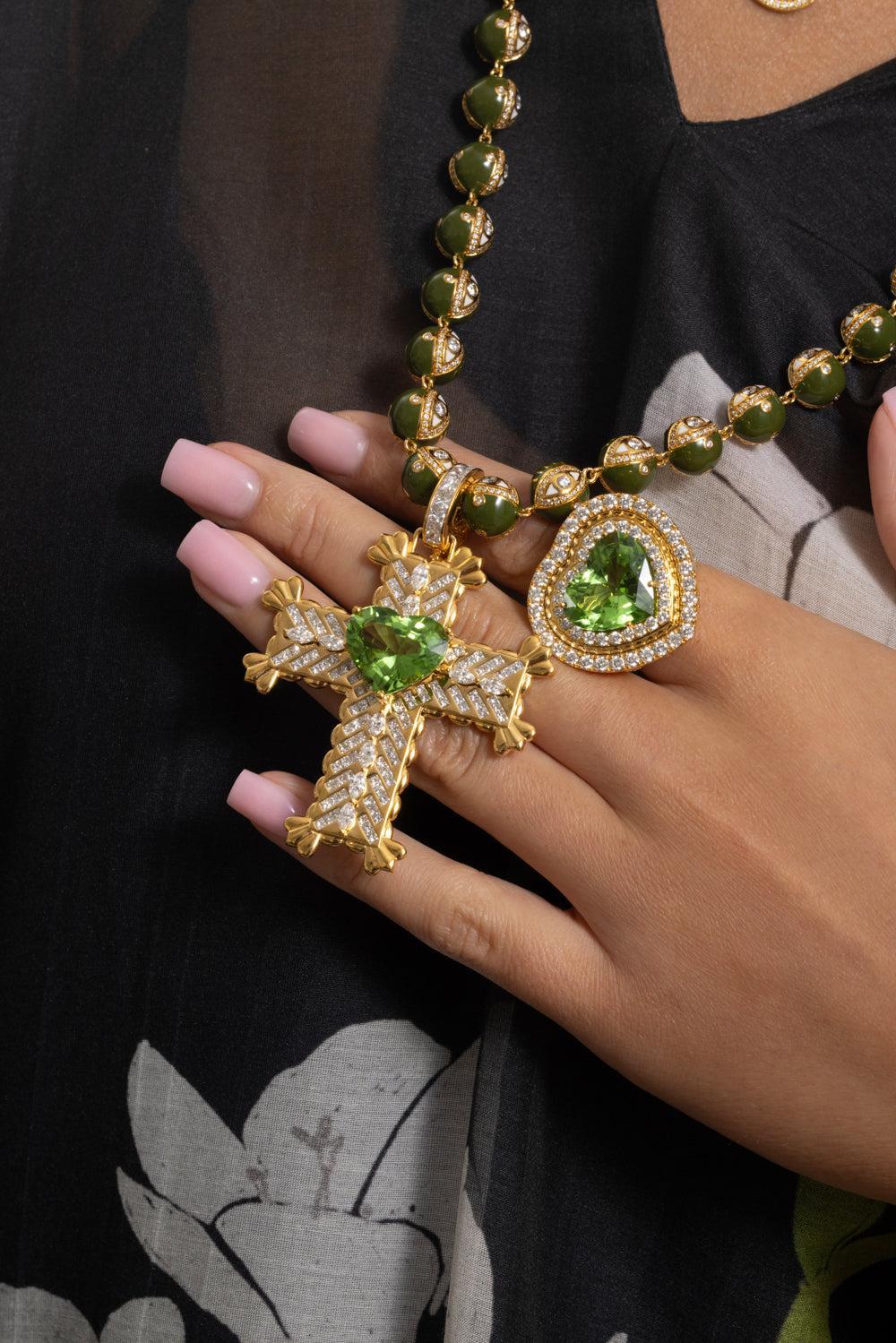 Peridot Heart Cross Pendant - Image 4