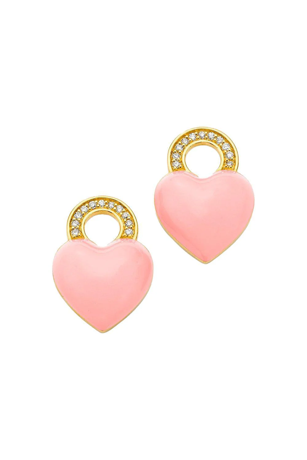 Pink Enamel Heart Earring Charms