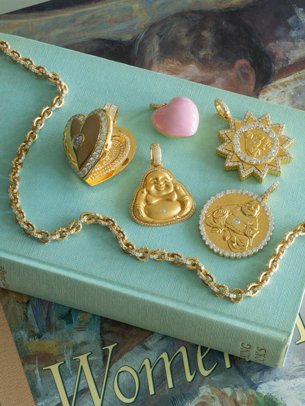 Pink Enamel Puffy Heart Pendant - Image 5