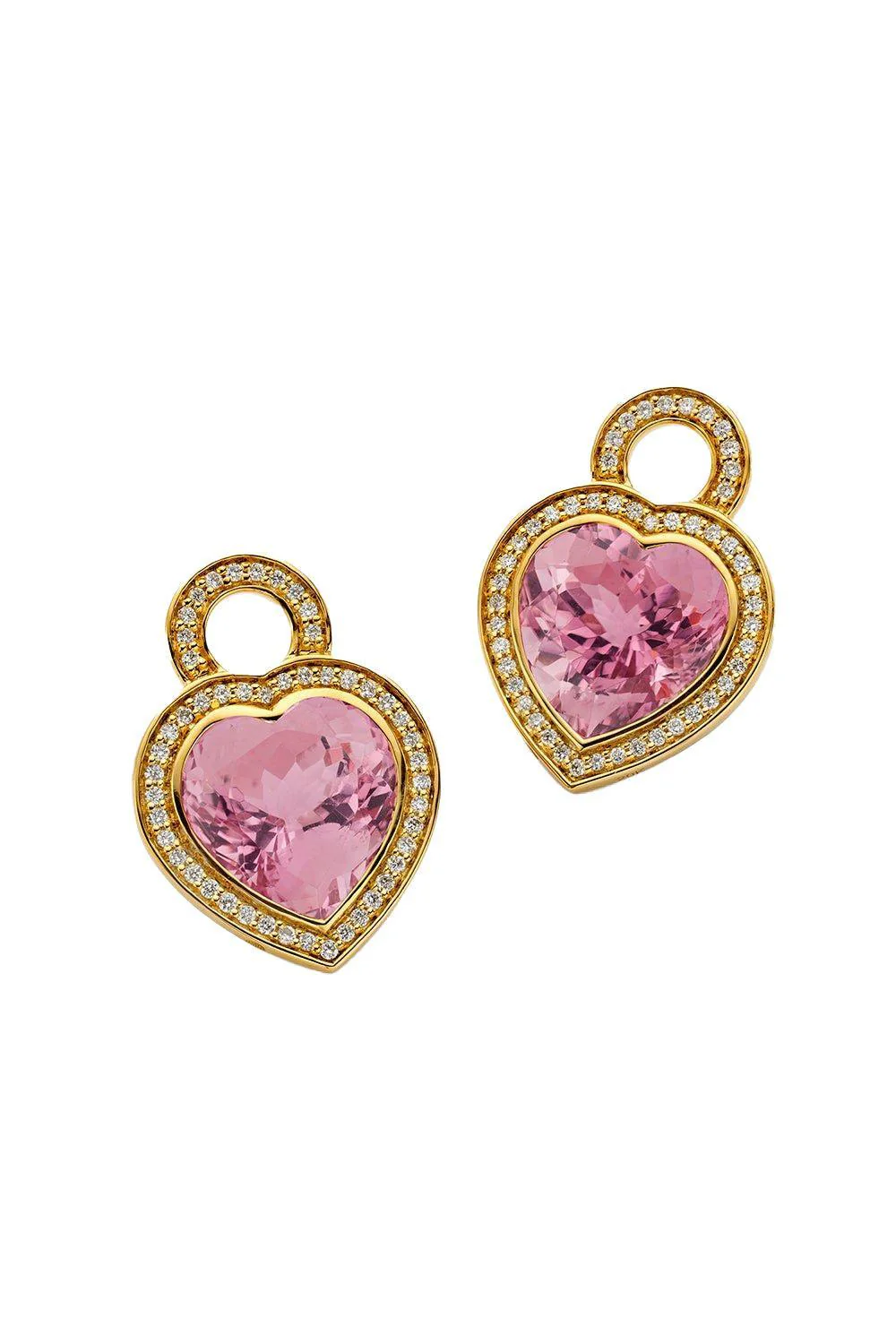 Pink Tourmaline Heart Earring Charms