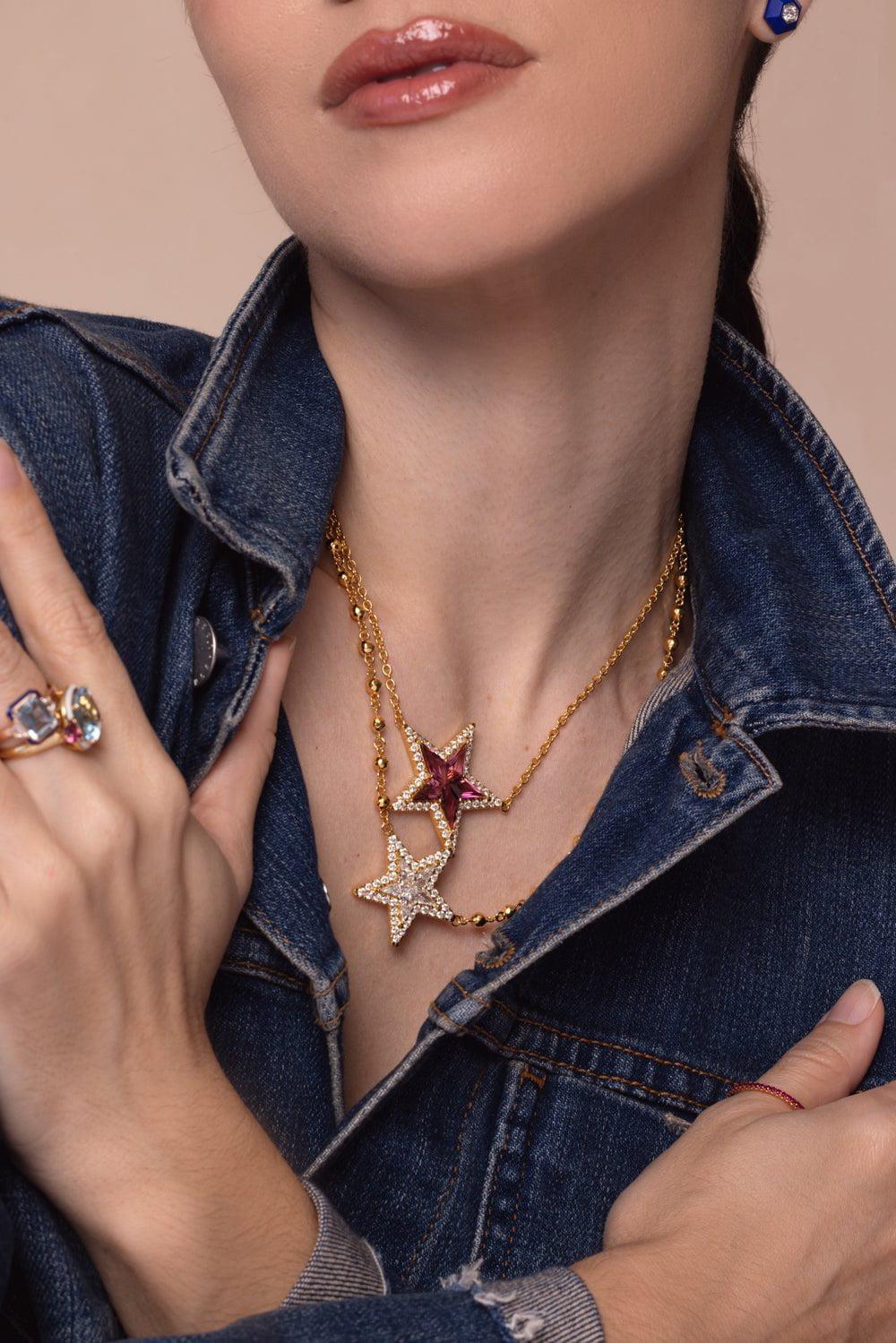 Pink Tourmaline Kite Star Necklace - Image 3