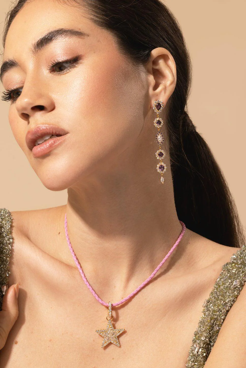 Purple Spinel Drop Earrings - Image 4