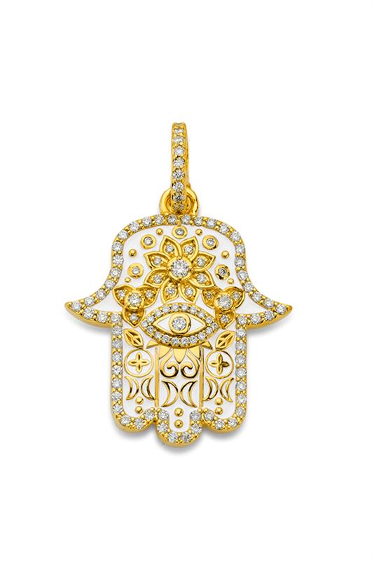 Small White Hamsa Pendant