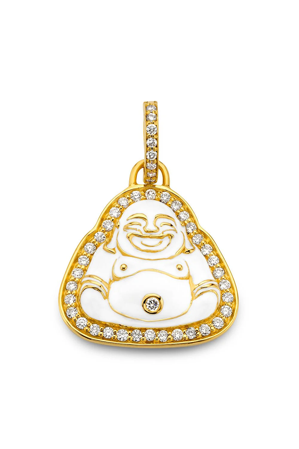 Small White Happy Buddha Pendant