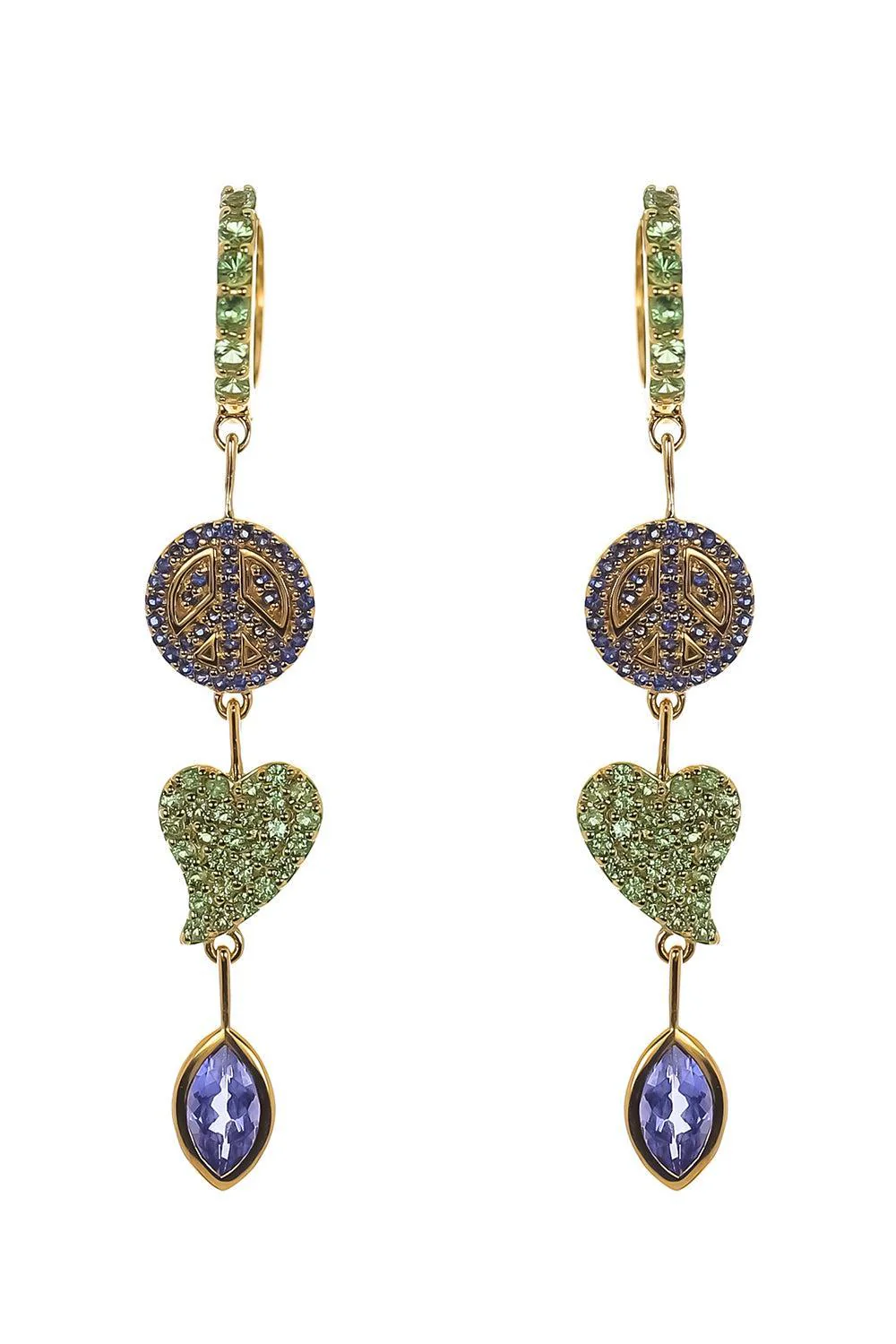 Tanzanite Peace And Love Drop Earrings
