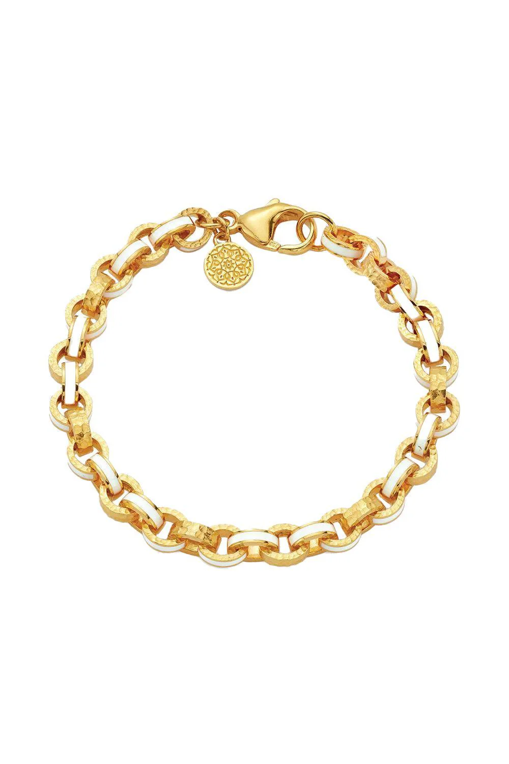 White Hammered Link Bracelet