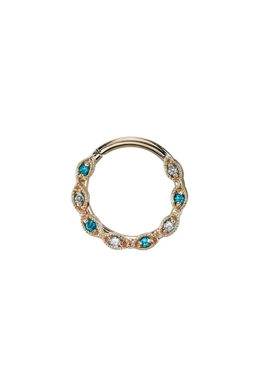 Blue Topaz Diamond Violet Hinge Ear Ring