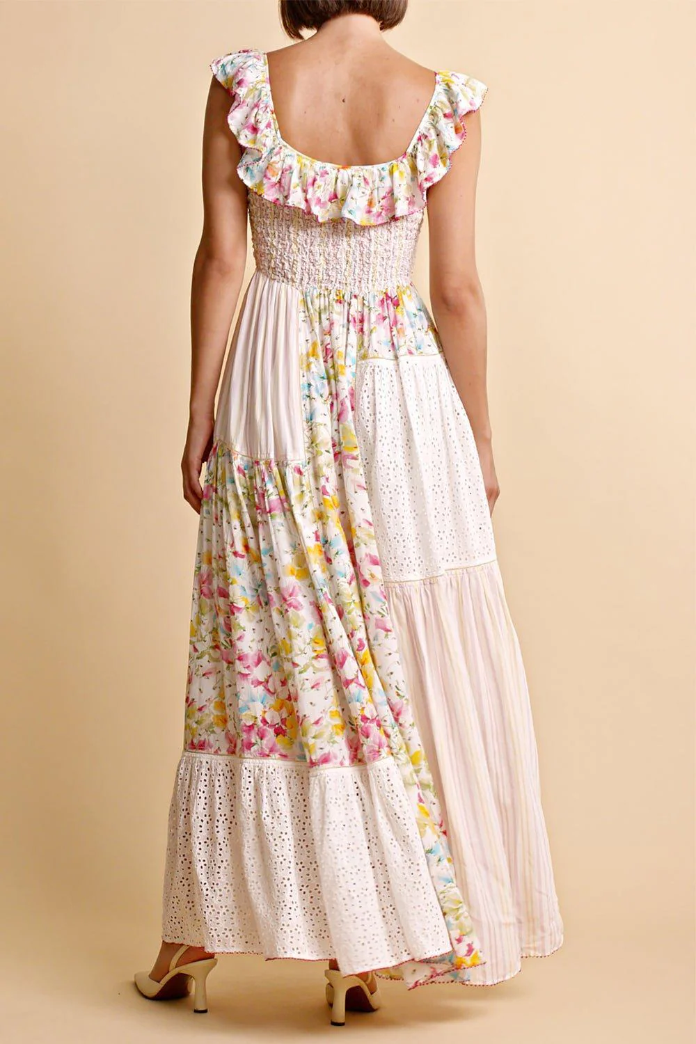 Patchwork Smocking Dress - Image 4