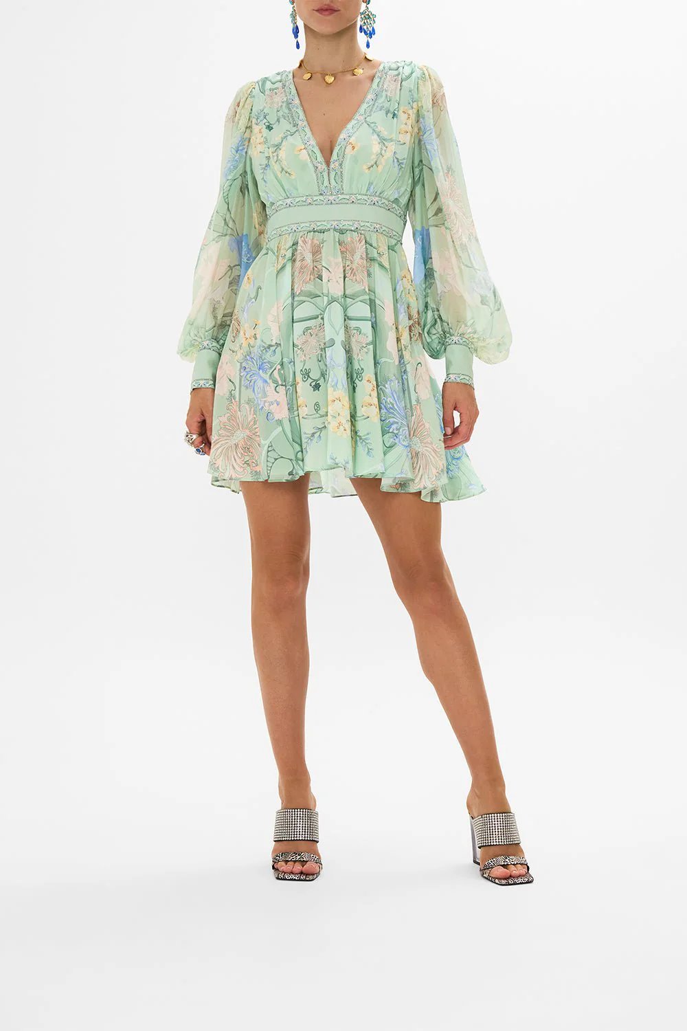 Blouson Sleeve Short Dress - Image 3