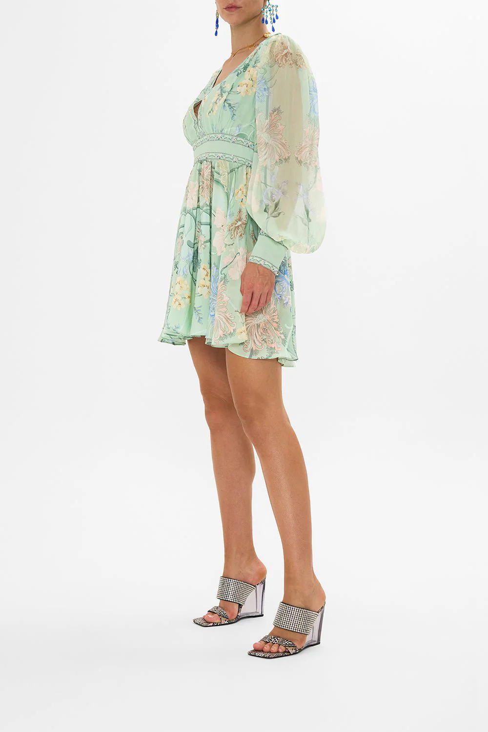 Blouson Sleeve Short Dress - Image 5