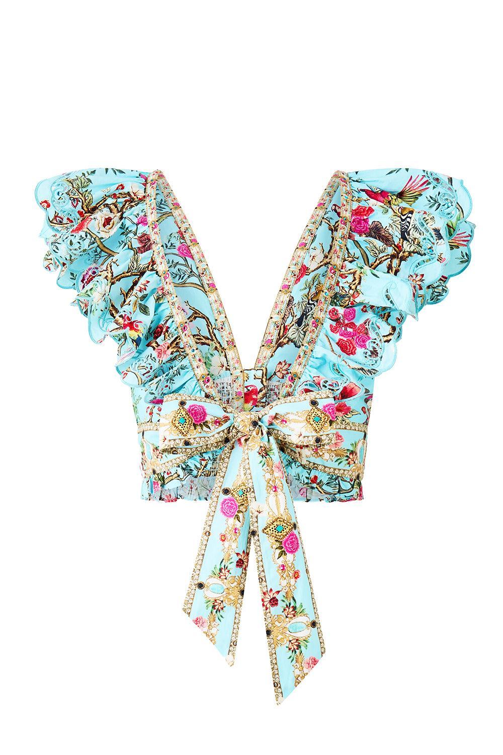 Deep V-Frill Short Sleeve Top - Image 6