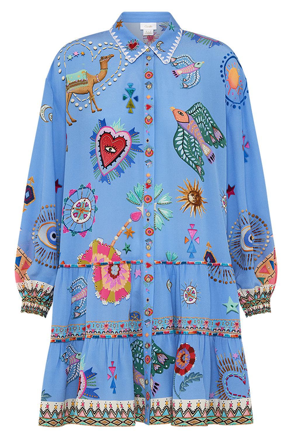 LONG SLEEVE TIERED SHORT DRESS