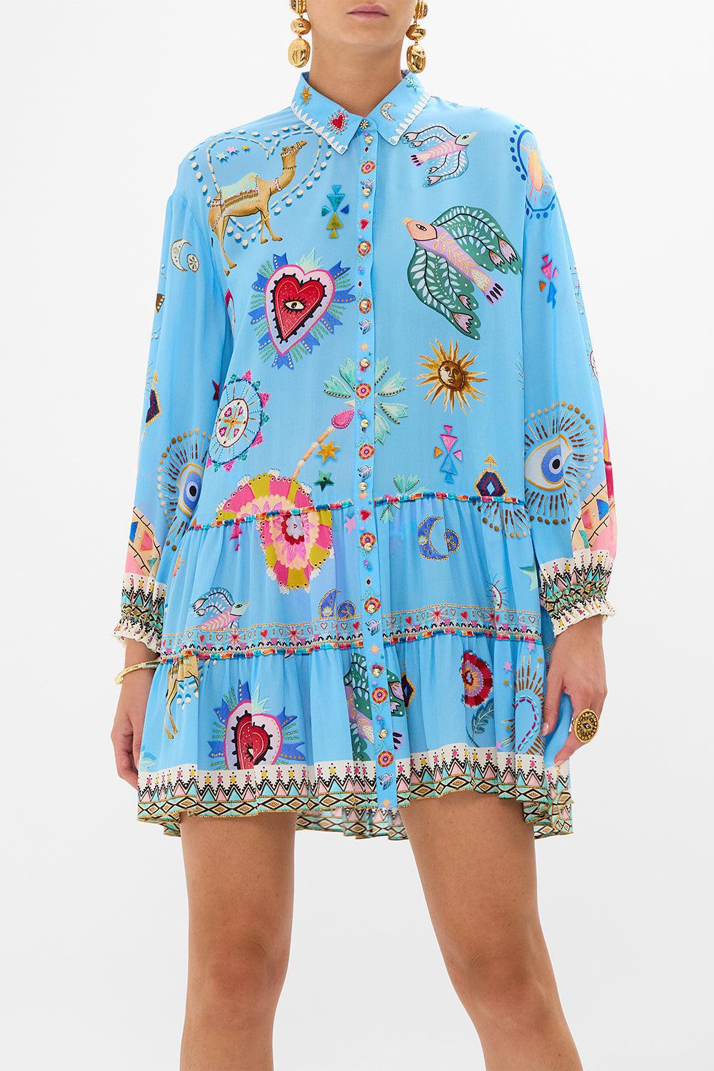LONG SLEEVE TIERED SHORT DRESS - Image 2