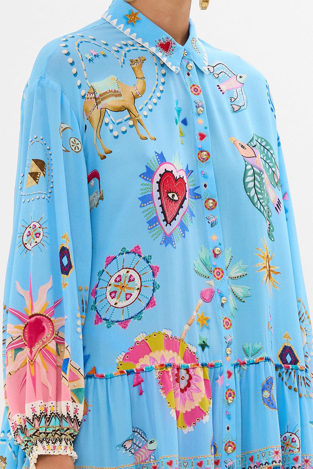 LONG SLEEVE TIERED SHORT DRESS - Image 4