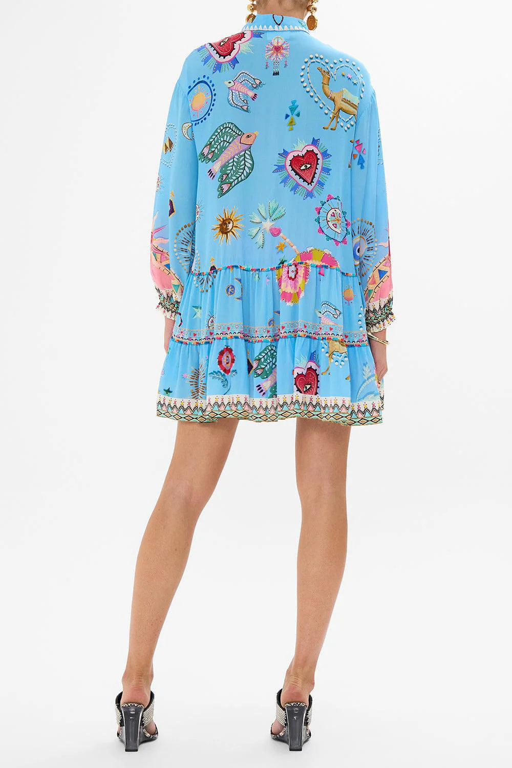 LONG SLEEVE TIERED SHORT DRESS - Image 6